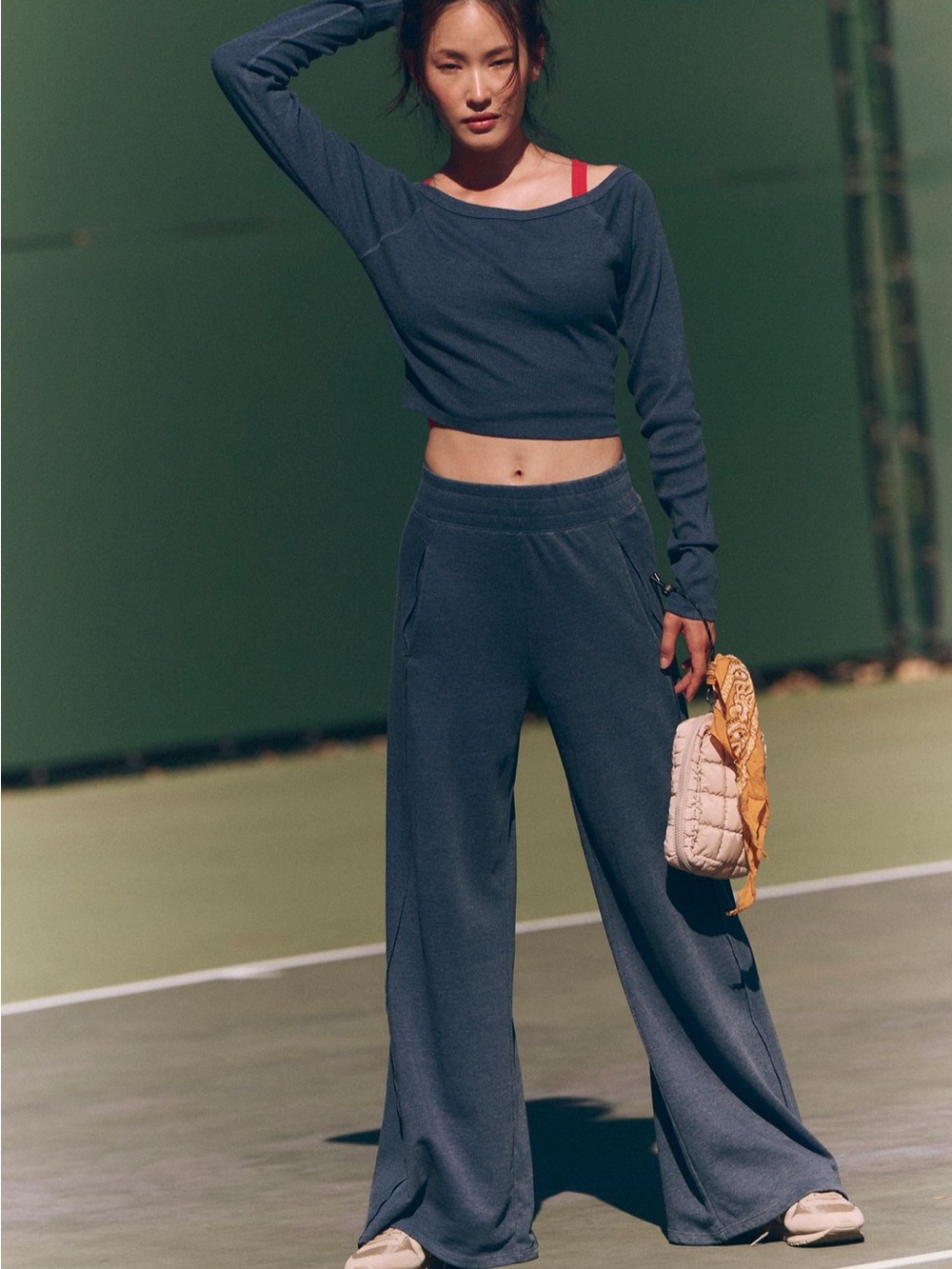 Free People Wide-Leg Go to long set in midnight Navy